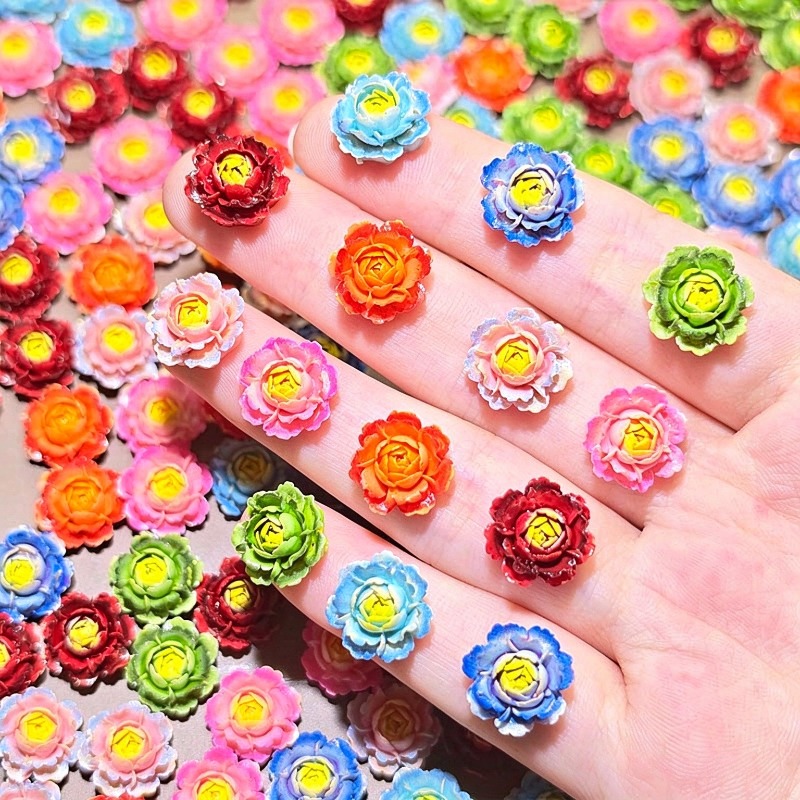 Nail Art Ombre - 50pcs Mixed Color 3D Resin Rose