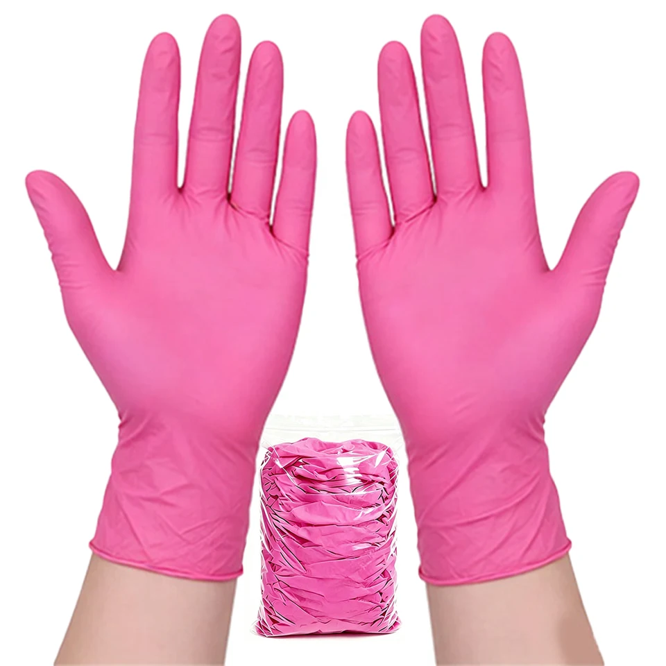 50PCS Deep Pink Nitrile Gloves - Nail Art Pink ulasan dan harga
