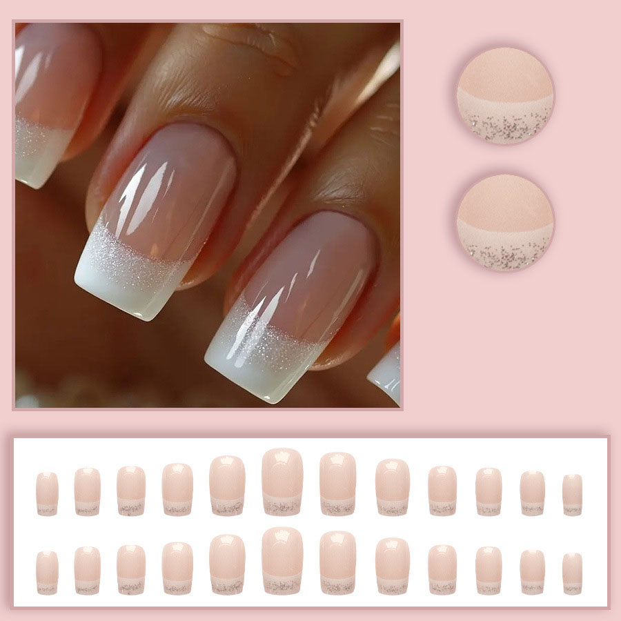24pcs/set Medium Square Fake N - Nail Art Press On ulasan dan harga