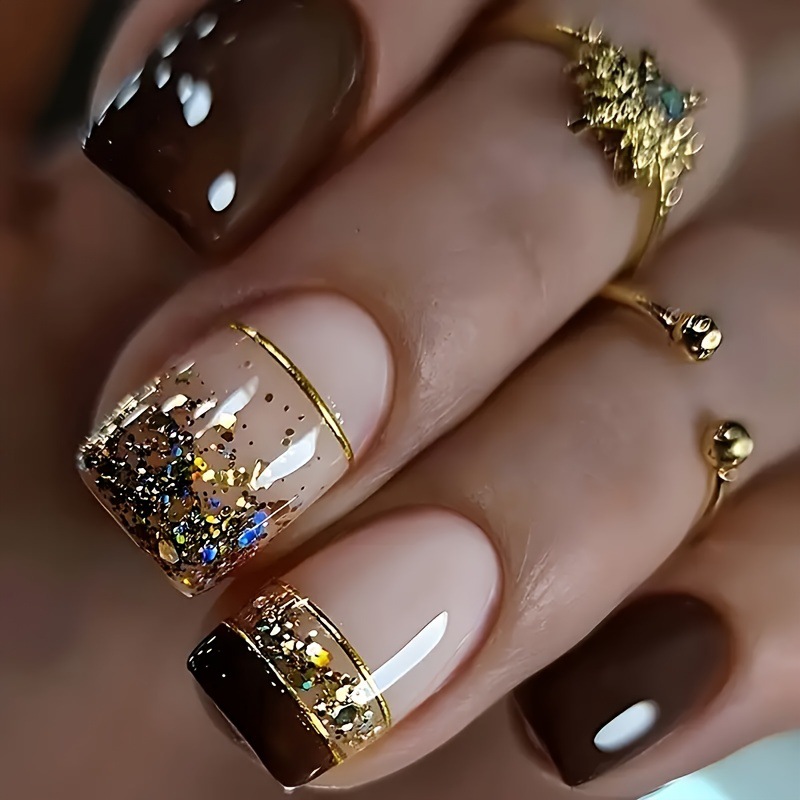 Short Square fake nails for wo - Nail Art Press On ulasan dan harga