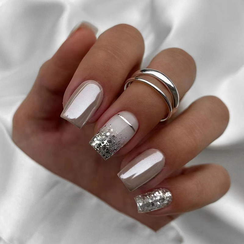 Short Square fake nails for wo - Nail Art Press On ulasan dan harga