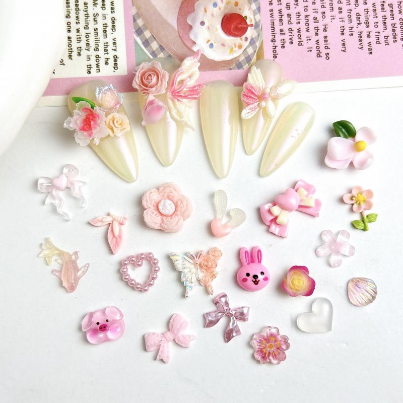 Random Mixed Sweet Pink Bow Na - Nail Art Valentines Day ulasan dan harga