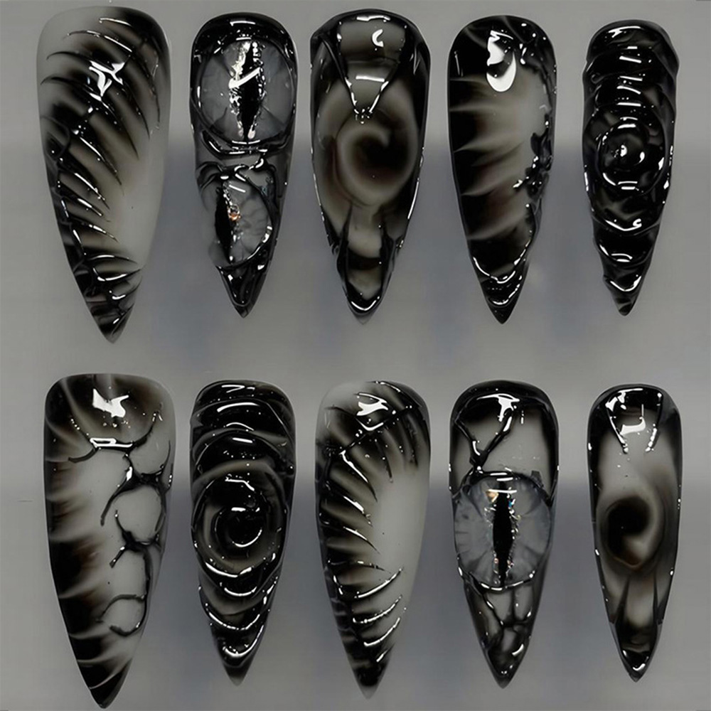 Stiletto Gothic Press On Nails - Nail Art Press On ulasan dan harga