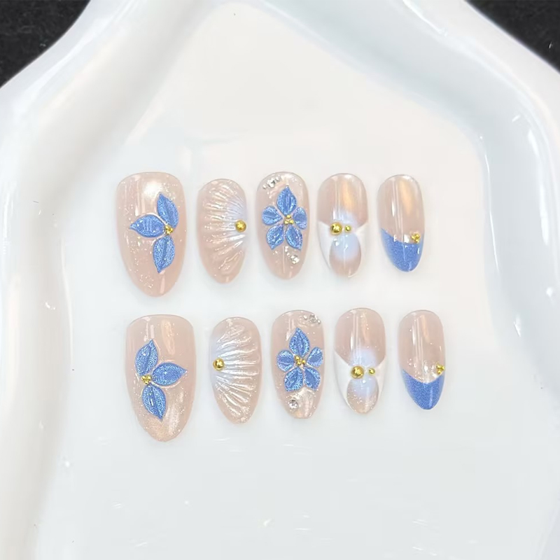 10Pcs New Pink Blue Yellow Flo - Nail Art Pink ulasan dan harga