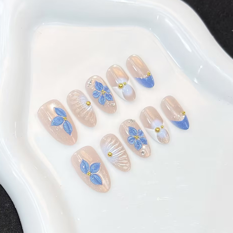 10Pcs New Pink Blue Yellow Flo - Nail Art Pink ulasan dan harga