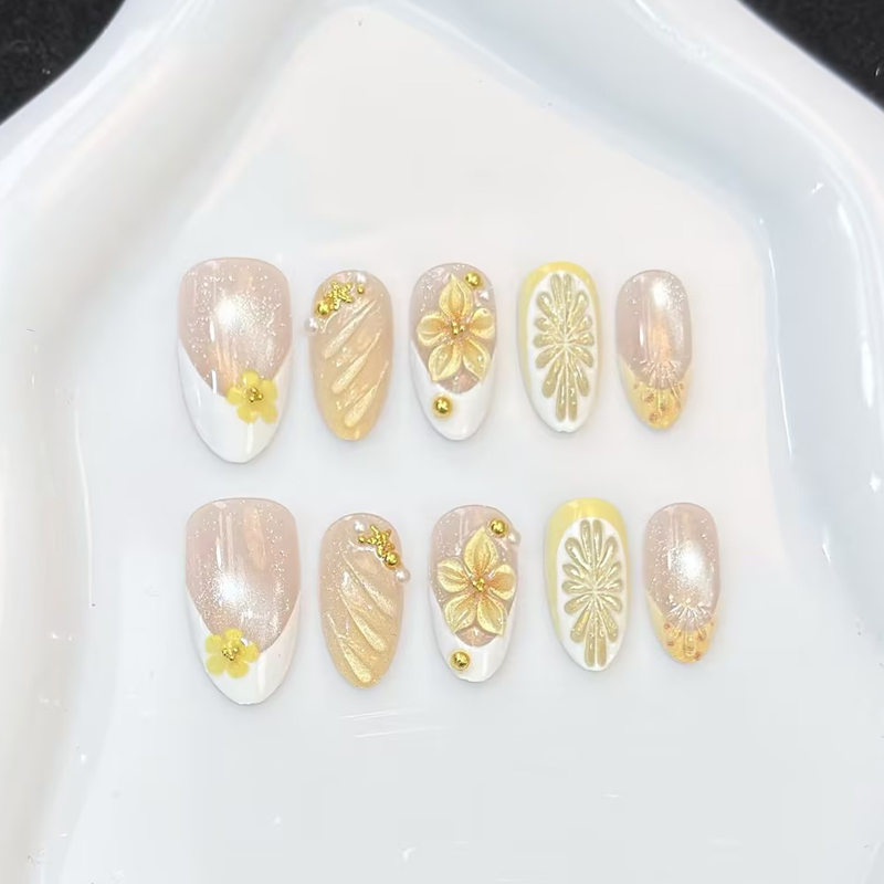 10Pcs New Pink Blue Yellow Flo - Nail Art Pink ulasan dan harga